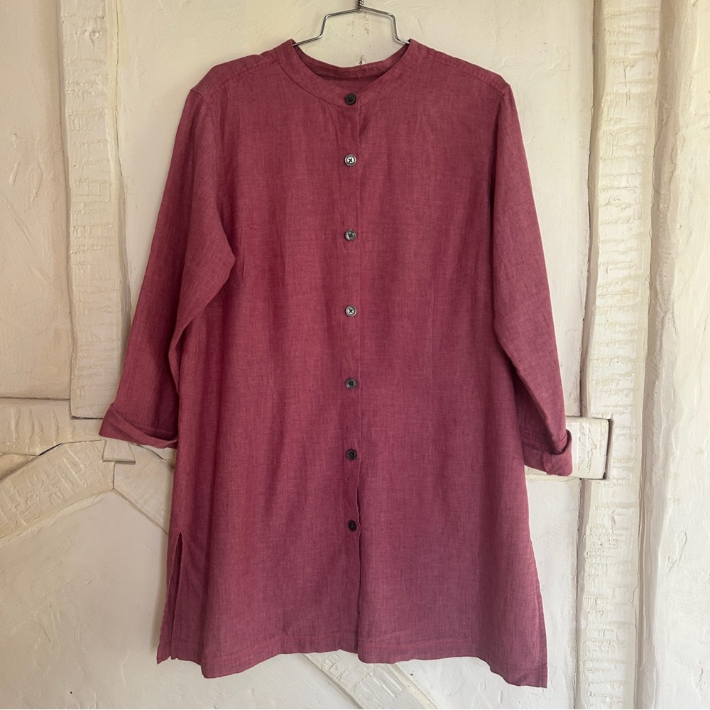 Linen tunic in beautiful magenta color